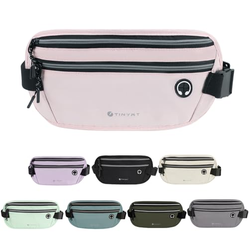 Slim Running Belt for Women Men Runners Fanny Packs With Phone Holder Hidden Pockets Exercise Waist Bag for Marathon Workout - color: Pink/T2085