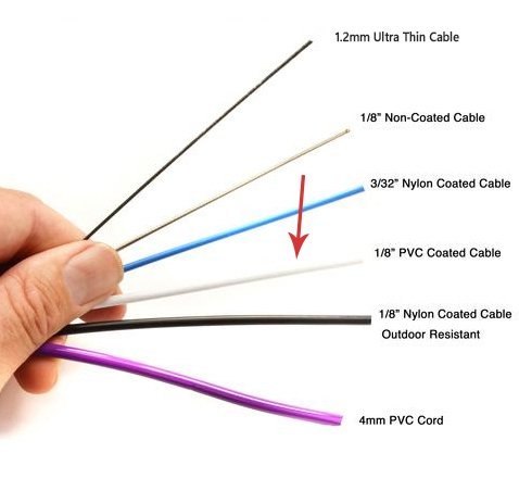 Replacement Freestyle Jump Rope Cable - 1/8" Thick Flexible PVC Coated Cord with Stainless Steel Core - White / 10ft Long - Elite Jumps Ropes - Fits Elite Surge 2.0 and Pro Freestyle Ropes