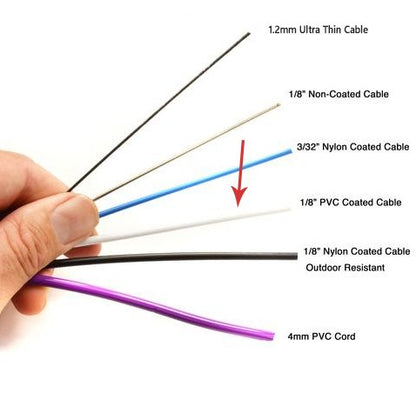 Replacement Freestyle Jump Rope Cable - 1/8" Thick Flexible PVC Coated Cord with Stainless Steel Core - White / 10ft Long - Elite Jumps Ropes - Fits Elite Surge 2.0 and Pro Freestyle Ropes