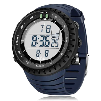 PALADA Men's Digital Sports Watch Waterproof Tactical Watch with LED Backlight Watches for Men - color: Dright Dark Blue