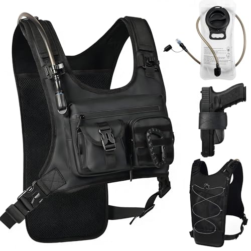 Hydration Running Vest Backpack with 2L Water Bladder - Lightweight & Reflective Chest Pack with Gear Holder, Includes Free Carabiner for Hiking, Running, Cycling, Marathon (Men & Women)
