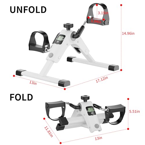 MOMODA Under Desk Bike Pedal Exerciser with LCD Display Portable Mini Exercise Bike for Arm and Leg - color: White