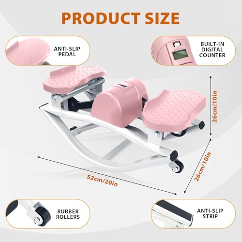 Rock Stepper Machine with Digital Display,Workout at Home,Office - color: pink/white