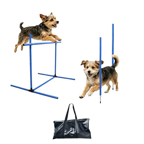 Dog Agility Jumps Adjustable Dog Hurdles & Weave Poles Set - Versatile Training Gear for Indoor, Outdoor & Backyard Obstacle Course, Daily Pet Exercise