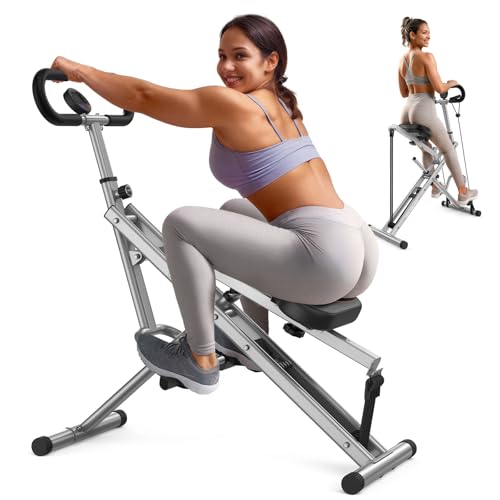 Sportsroyals Squat Machine, Squat Assist Rower for Glutes and Thighs, Foldable Exercise Equipment w/ Four Adjustable Resistance for Home, Full Body Workout Machine - color: Grey