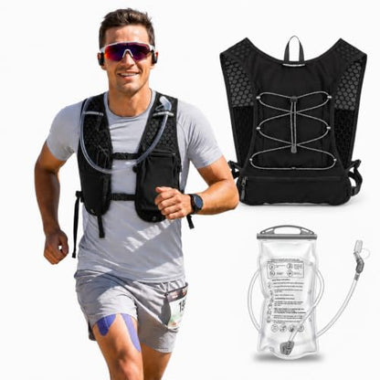 Running Vest with 2L Hydration Bladder Lightweight Pack - color: Black