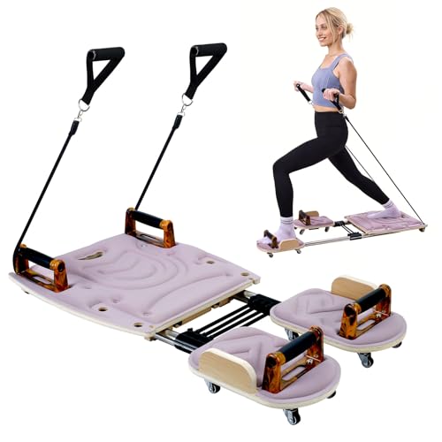 Pilates Board for Home, All-in-One Pilates Equipment with Wood Deck, Space-Saving Design, Silent Non-Slip, Quick Assembly Pilates Reformer.