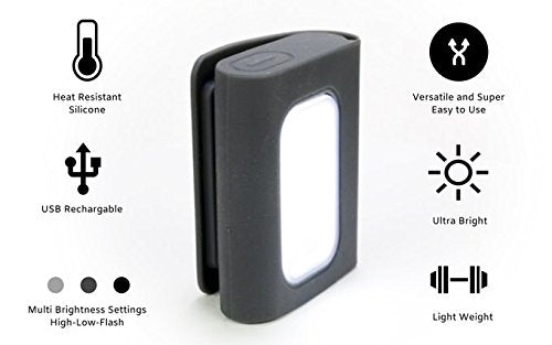 Bright Eyes 200 Lumen Firefly 2-Pack Clip On LED Safety Running and Jogging Light - USB Rechargeable - 2 Pack - Also for Hiking, Camping, Working and Much More! (Deep Gray)