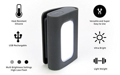 Bright Eyes 200 Lumen Firefly 2-Pack Clip On LED Safety Running and Jogging Light - USB Rechargeable - 2 Pack - Also for Hiking, Camping, Working and Much More! (Deep Gray)