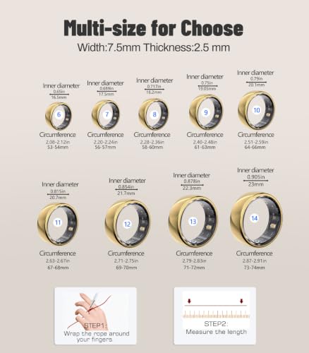 AI Smart Ring for Women Men, Health Ring with AI Health Analysis - color: Gold, size: 8#