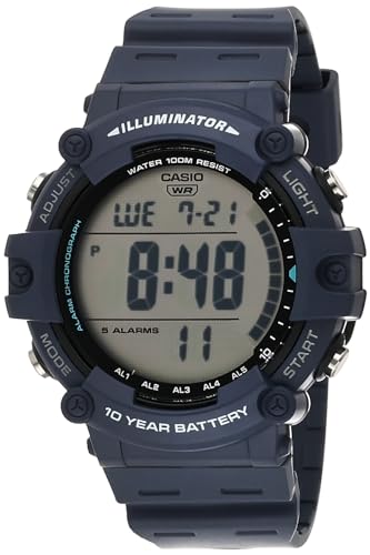 Casio Illuminator AE1500WH Series | 10-Year Battery | LED Backlight | 5-Alarms | 1/100 Sec Stopwatch | Men's Digital Watch - color: Blue, size: Standard