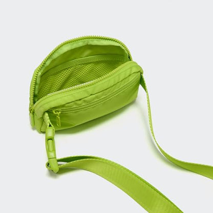 Pander Nylon Fanny Pack for Women, Two-Way Zipper Crossbody Bag - color: Grape Green