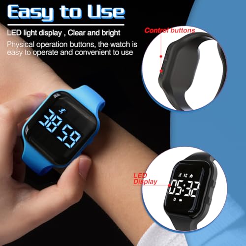Kids' Digital Sport Pedometer Watch for Boys Girls,Waterproof, Fitness Tracker Watch, with Vibrating Alarm & Calendar, for Children, Teens, Students - color: blue
