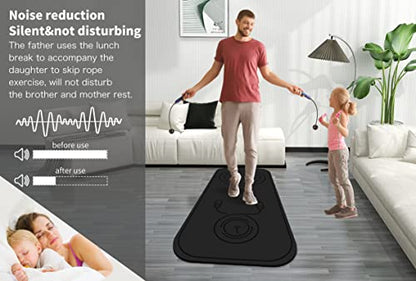 Jump Rope Mat Shockproof Exercise Skipping Mat All-Purpose Extra Thick High Density Anti-Tear Exercise Yoga Mat, Non Slip for Indoor and Outdoor - color: Black