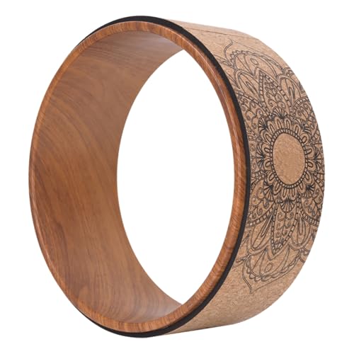 Cryfokt Yoga Wheel, High Density PU Roller for Back Pain Relief - color: Wood grain inner ring