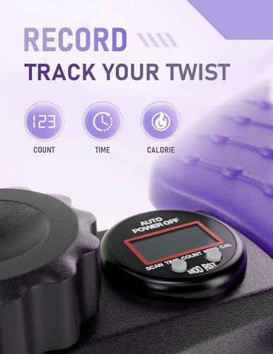 Waist Twister Machine with Smart Digital Counter and Resistance Bands 300 Lbs Capacity, Noiseless Ab Twister Board for Home Exercise, Fitness Equipment Ideal for Women to Burn Belly Fat and Tone Body - color: Purple