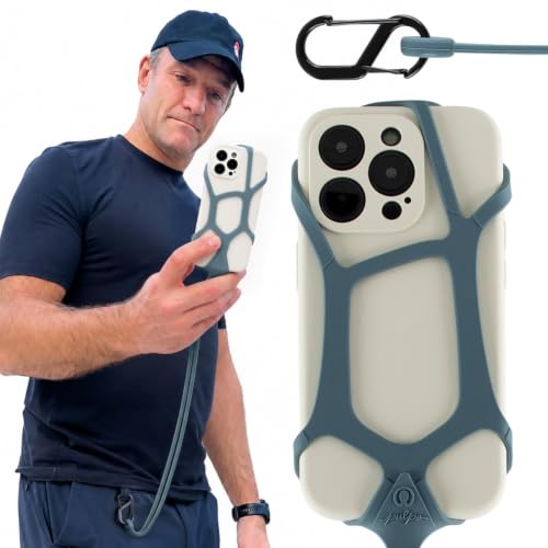 Pulpo Safety Cell Phone Lanyard Grey Fits Smartphones 6.1 to 6.8” - Anti Theft Phone Strap for Men & Women, Lanyards for Phones, Hiking Phone Holder & Cellphone Lanyard, Silicone Crossbody Straps - color: Slate Grey