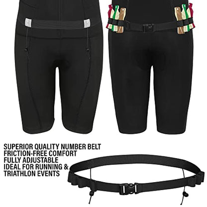 Triathlon Suit Men Racing Tri Cycling Skin Suit Sleeveless - Bonus Race Bib Belt - color: Black, size: Medium