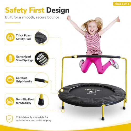 Teamson by Crowntec 36'' Round Mini Trampoline for Kids, Blue