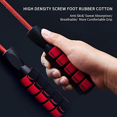 Jump Rope, Professional Weighted Cotton Jump Rope Workout, Adjustable Tangle-Free with Ball Bearings Exerciser Jump Ropes for Cardio, Endurance Training, Fitness Workouts, Jumping Exercise