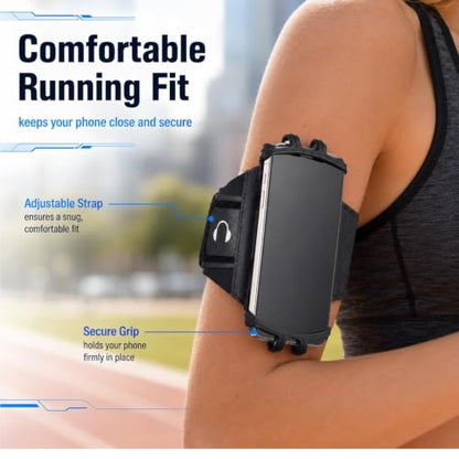 Phone Holder for Running,Armband 360°Rotatable Phone Arm Bands for Running,Phone Holder with Storage for iPhone 17 16 15 14 13 Pro Max Plus for Workout Exercising Walking Jogging