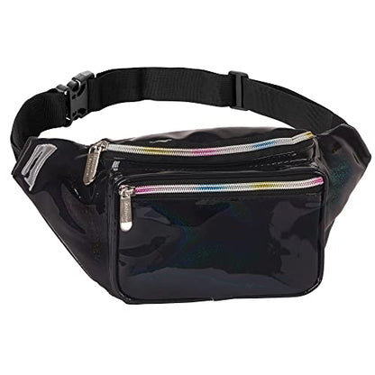SoJourner Waterproof Holographic Fanny Pack, Glitter Black - color: Glitter - Black