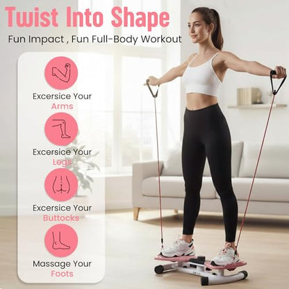 Waist Twister Exercise Fitness Tool, Ab Twister Board with Smart LED Digital Monitor, 300 lbs Capacity, 20dB Ultra-Quiet Noiseless, Anti-Slip Home Gym Equipment for Women Belly Fat Loss - color: pink