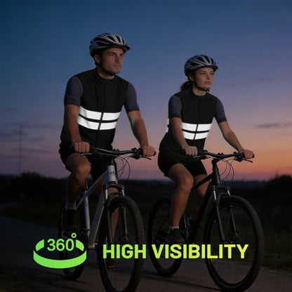 Cycling Vest for Men, Reflective High Visibility Bike Vest, Lightweight Packable Gilet, Full Zip Sleeveless Pocket - color: Black, size: Small