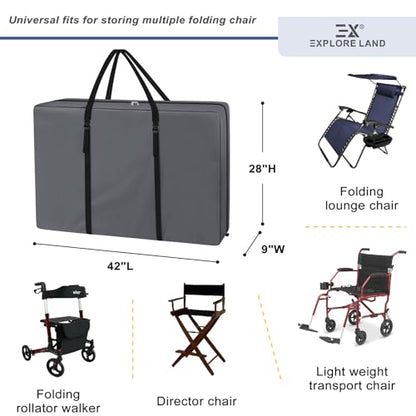 Explore Land Chair Storage Bag for Folding Longue Zero Gravity 2 Pack, Grey - color: 2 Pack: Grey