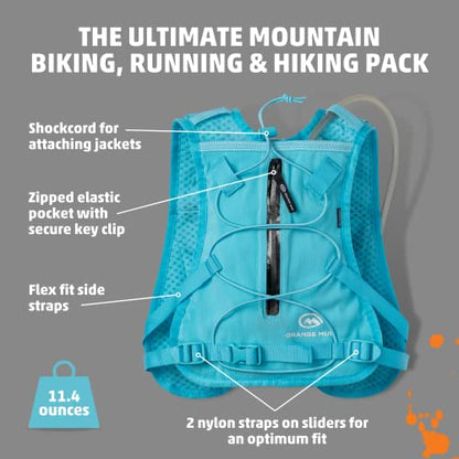 Orange Mud Endurance Pack V3.0 Running Vest – 2L Hydration Backpack for Trail Running, Hiking & Cycling – Lightweight, Breathable Mesh, Gear Pockets, Trekking Pole Loops - color: Teal