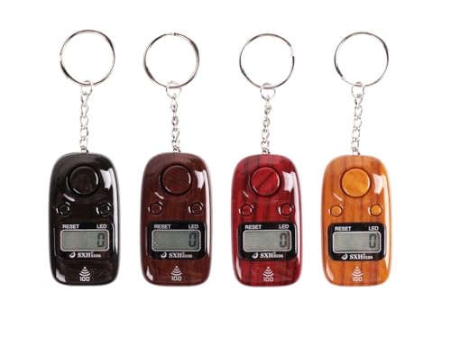 Handheld Electrical Digital Counter, 4 Pieces Portable Finger Counter, Digital Finger Counter with Led Light and Keychain, for Stress Relief Prayer Relaxation