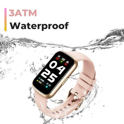 Fitness Tracker Smart Watch, 1.47" Full Touch Health Tracker with 24/7 Heart Rate & Blood Oxygen Monitor, Sleep Tracker, 3ATM Waterproof Step Tracker Activity Tracker for Women Men, Rose Pink - color: Rose Pink