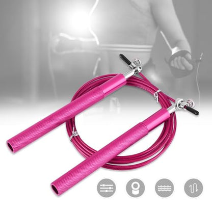 Aluminum Alloy Jump Rope with Ball Bearings – Skipping Rope for Speed Training, Non-Slip Grip and Adjustable PVC Cable - color: Pink