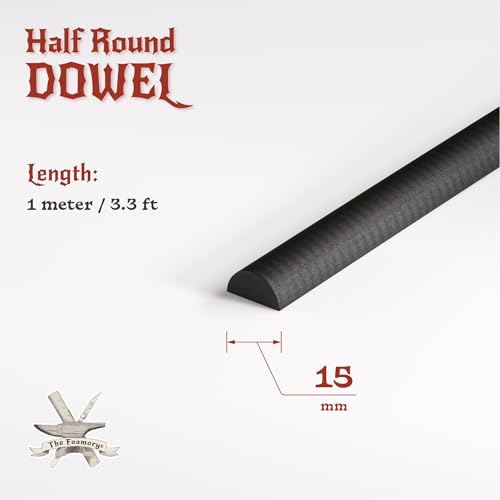 The Foamory Black EVA Foam Dowel - Half Round 15mm x 1M Length Craft Stick - color: 1 Pack: 1M Length - 15mm Thickness, size: Black - Half Round Dowel
