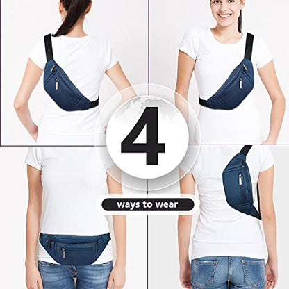 AIKENDO Fanny Pack for Men Women, Crossbody Waist Bag Pack Phone Bag - color: Dark blue