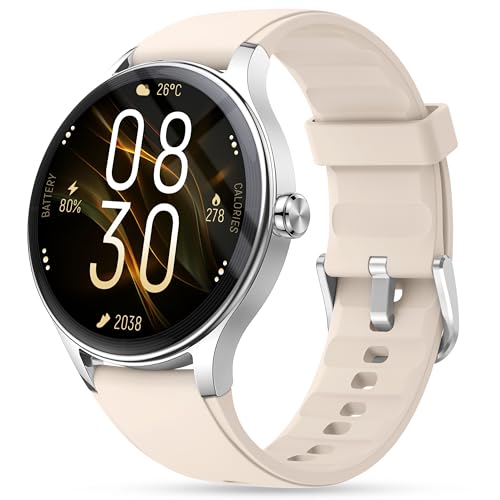 Smart Watch for Women, Ladies & Men, 1.27'' Fitness Watch [41mm case] with Call Receive/Dial, Heart Rate/Stress/Sleep Monitor, AI Voice, IP68 Waterproof Smartwatch with Calendar, Calculator, Games - color: Ivory