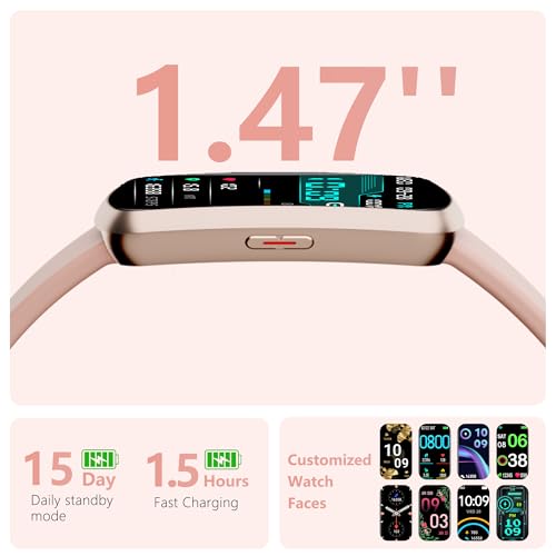 Health Fitness Tracker, Smart Watch with 24/7 Heart Rate, Activity Tracker with Blood Pressure and Blood Oxygen Monitor, 120 Sport Mode Waterproof Sleep Tracker for Women Men - color: Deep Pink