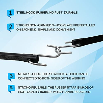 ROBLOCK 15" Bungee Cords with Hooks with 150% Max Stretch, 100% EPDM Rubber Tarp Straps with Metal Crimped S Hooks, Ideal for Securing Tarps, Cargo, Canvases, Weatherproof (10 Pack) - size: 15 Inch(pack of 10)