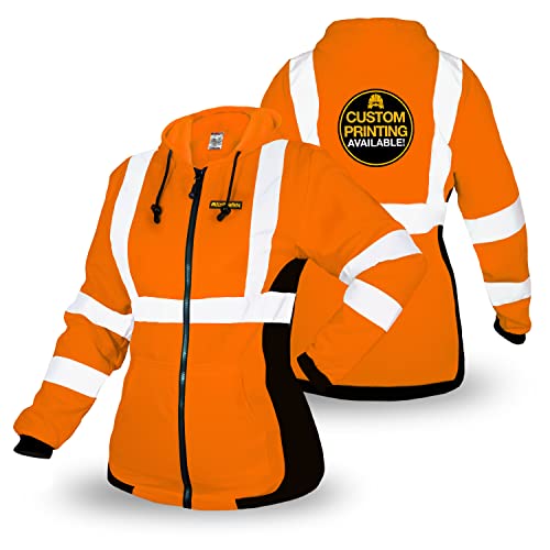 KwikSafety Women's Fleece Safety Hoodie Class 3 ANSI OSHA PPE - color: Orange, size: X-Small