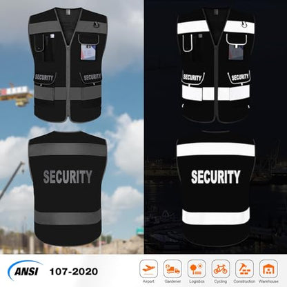 TCCFCCT Mesh Security Vest for Men Women 9 Pockets Safety Vest, Black 2XL - color: Black-bison 08, size: XX-Large