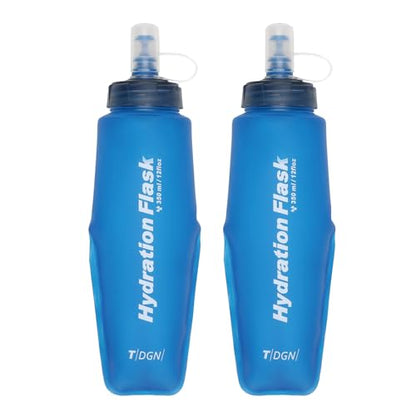 TRIWONDER Running Water Bottle Handheld Plastic Flask Hydration Vest Packs Waist Belt Replacement for Runners Marathon Cycling Hiking - color: 03 Soft Flasks - Blue - 350ml/11.83oz - 2 Packs