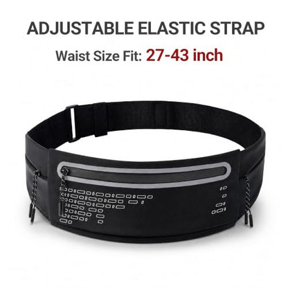 Running Belt Fanny Pack Men Women, Slim No-Bounce Waterproof Phone Holder - color: Black