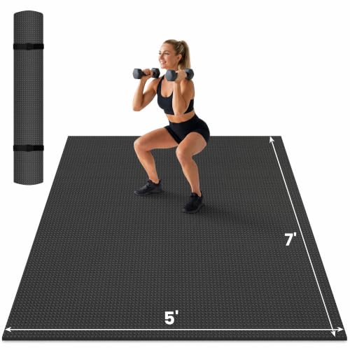 THAILE Large Exercise Mat, 7'x5'/6'x4'/8'x5', 6mm Workout Mat for Home Gym - size: 7'×5'×0.25''