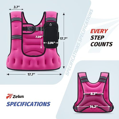 ZELUS Weighted Vest for Women & Men, U-Shaped Running Vest with Arm Pocket - color: Pink, size: 20LB