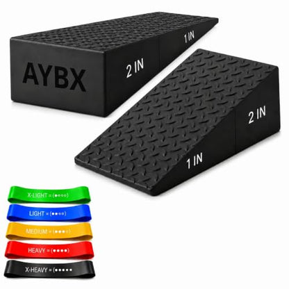 Squat Wedge Block, Non-Slip Adjustable Slant Board for Squats, 5 Bands