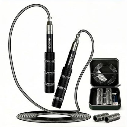 Retractable Jump Rope - No Tool Adjustable, Fits in Pocket, Tangle-Free Steel Cable for Travel & Gym - color: Black