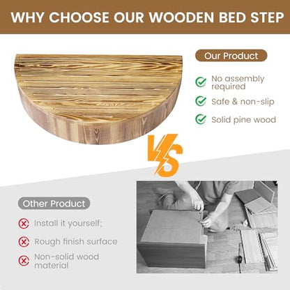 5.2" H Semicircular Wooden One Step Stool for Door High Bed Elderly Safety - size: 26.4" W