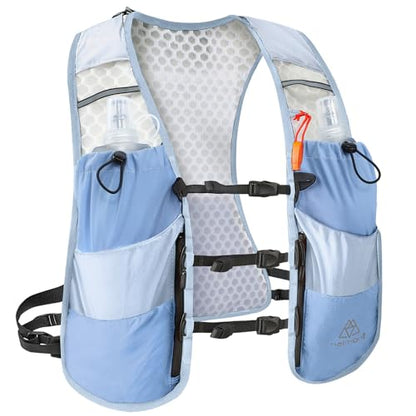 Haimont 5L Trail Running Hydration Vest with Soft Flasks - color: Light Blue, size: Medium