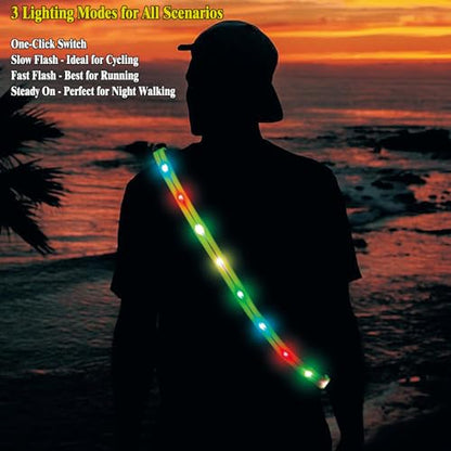 Running Lights for Runners Light Up Vest for Night Walking Neon Vest Shoulder Light Led Belt for Night Safety Wearable Led Lights Reflective Sash