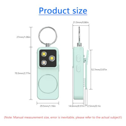 B11 Portable Lighting Women's Safety Alarm Device 150dB Buzzer Alarm Strobe Light Rechargeable with Charging Cable and Power Switch Night-time Flashlight Keychain (Black - Lighting Alarm) - color: Black - Lighting Alarm